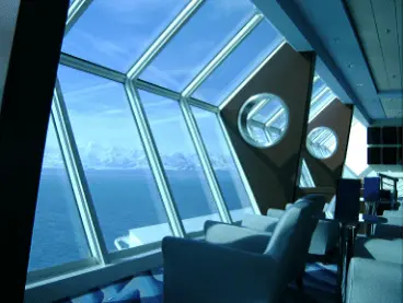 Cruise ship window off the coast of Alaska