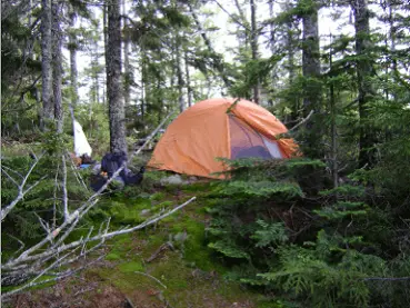 Tent camping on a mountain top