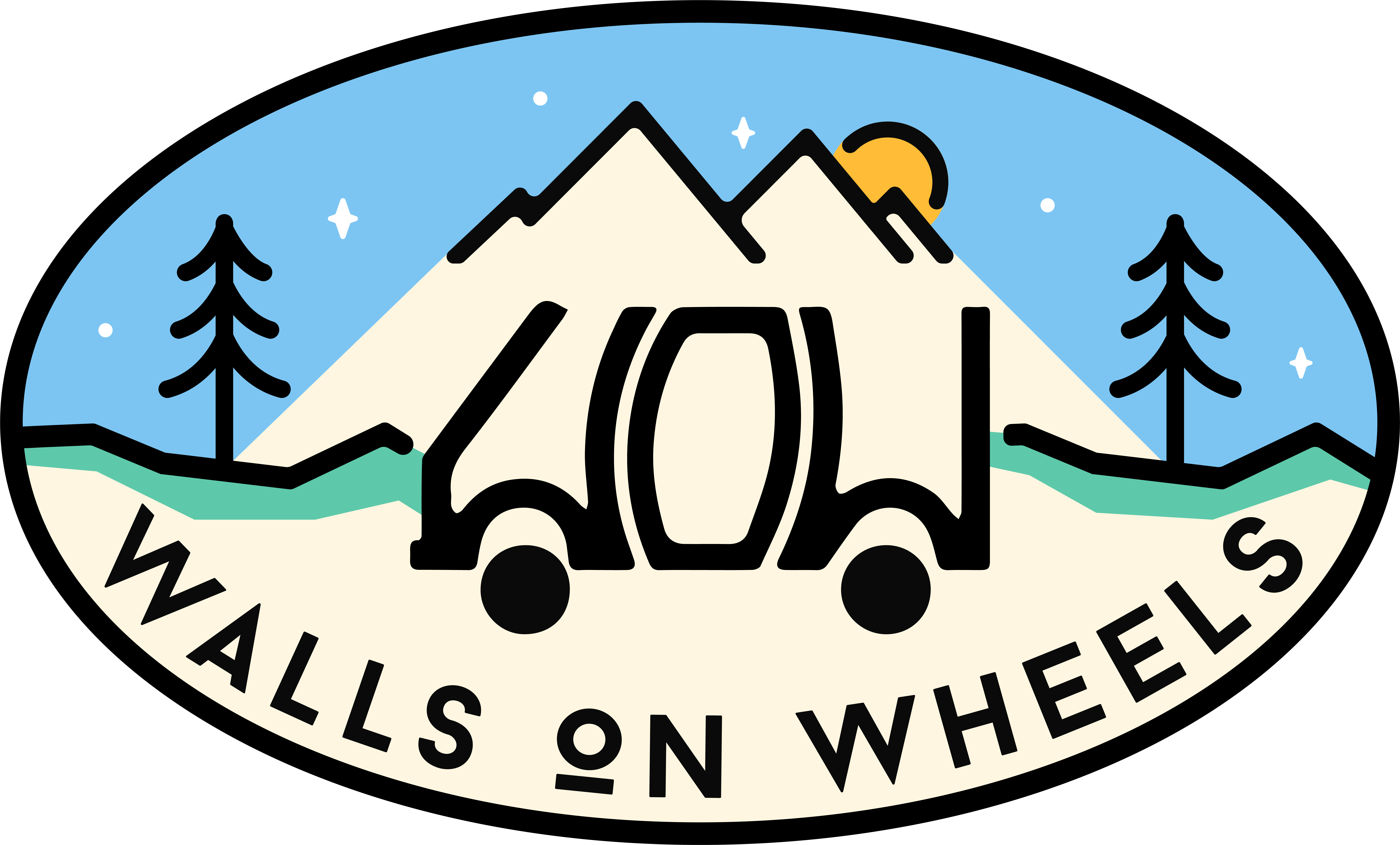 Walls on Wheels logo sticker